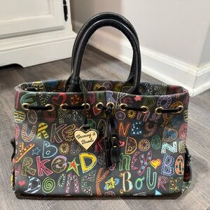 Dooney & Bourke Multicolor Graffiti Tote with Black Trim